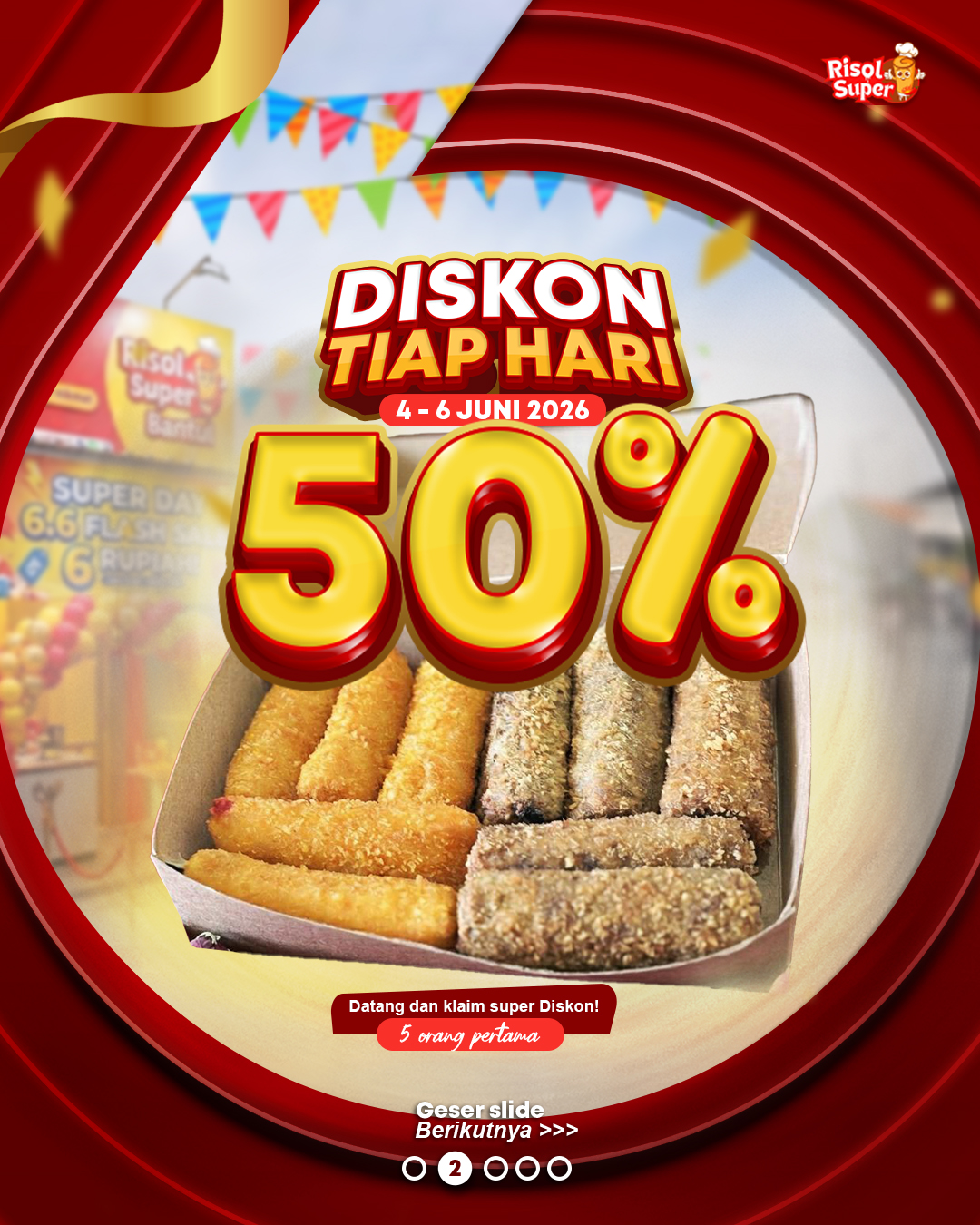 Diskon 50% tiap Hari